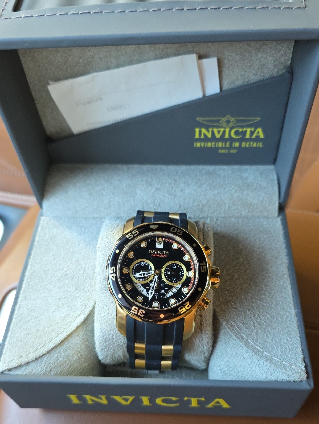 Invicta Gold And Black Chronograph Diver Watch
